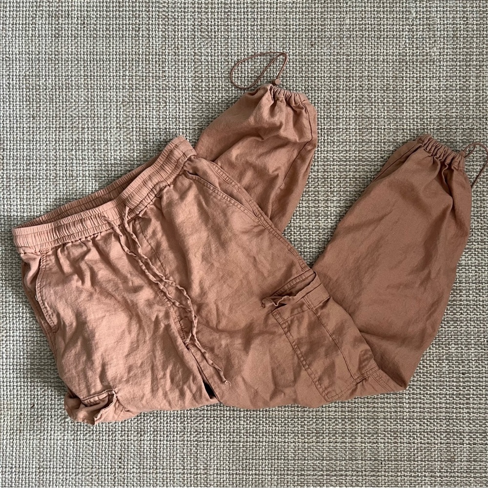Love Tree Mauve/Tan Cargo Harem Drawstring Pants